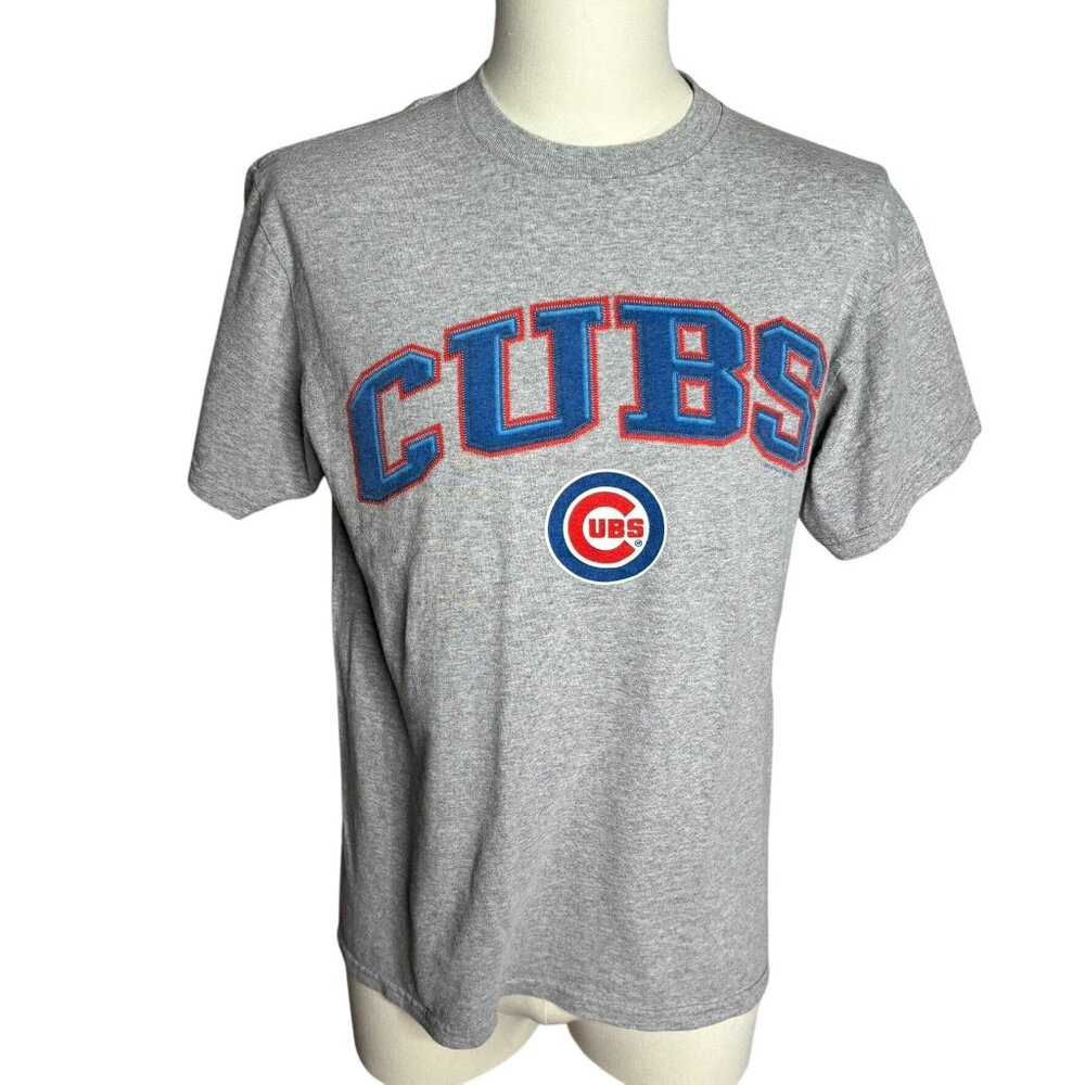 Vintage Y2K Chicago Cubs Crewneck T Shirt M Grey MLB Baseball Short Sleeve Tee